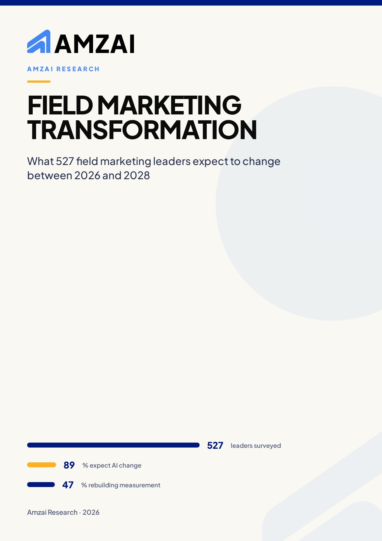 Cover of the Amzai research report Field Marketing Transformation 2026 to 2028