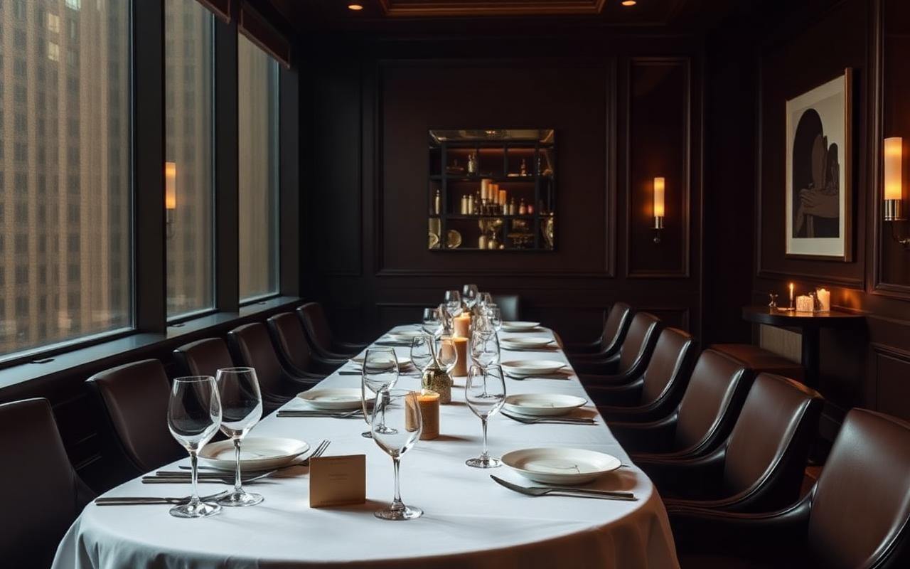 Private roundtable table set in a downtown Washington, DC private dining room