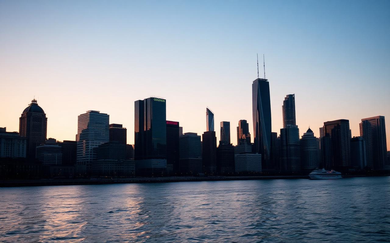 Chicago skyline at dusk, host city for the in-person dinner