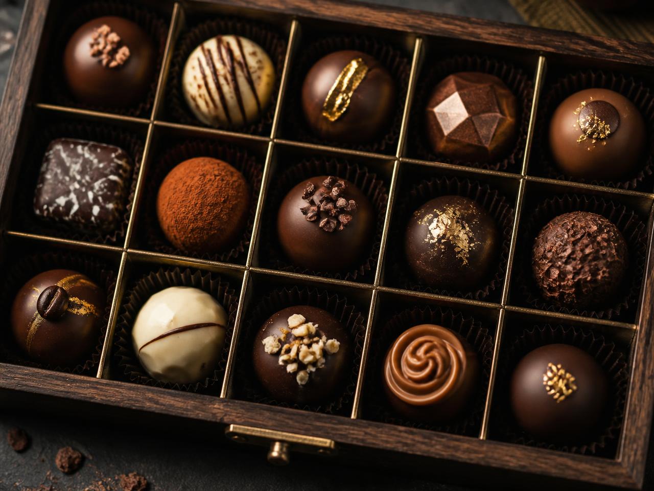 Artisan chocolates prepared for the virtual tasting experience